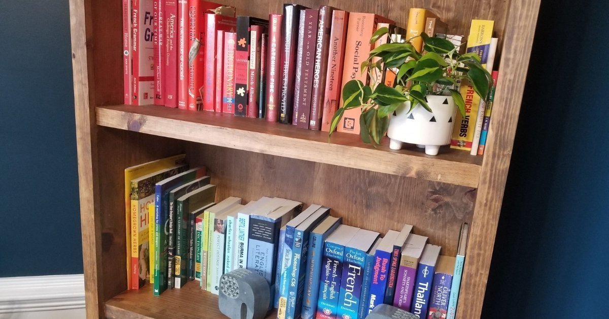 rainbow bookshelf - add color to your home without spending money