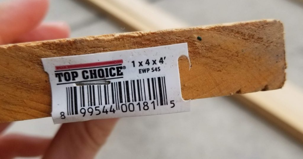 Piece of lumber, tag to explain how to read a tag when shopping for wood