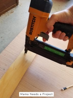 attaching french cleat to wood quilt using wood glue and nail gun