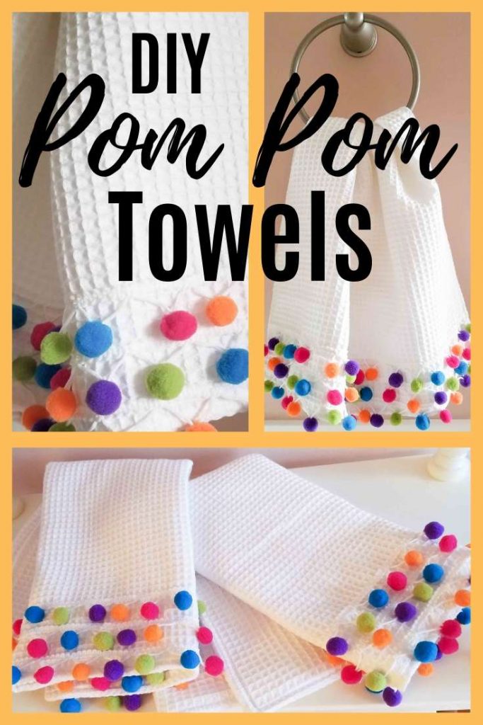 DIY colorful pom pom towels pinterest image