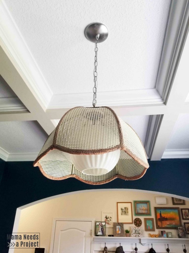 vintage swag lamp converted to hanging light fixture
