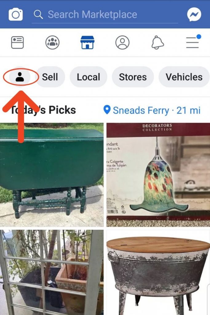 screenshot how to view all items you have listed for sale on Facebook marketplace