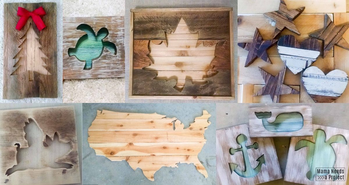 several woodworking projects created by cutting shapes with a jigsaw