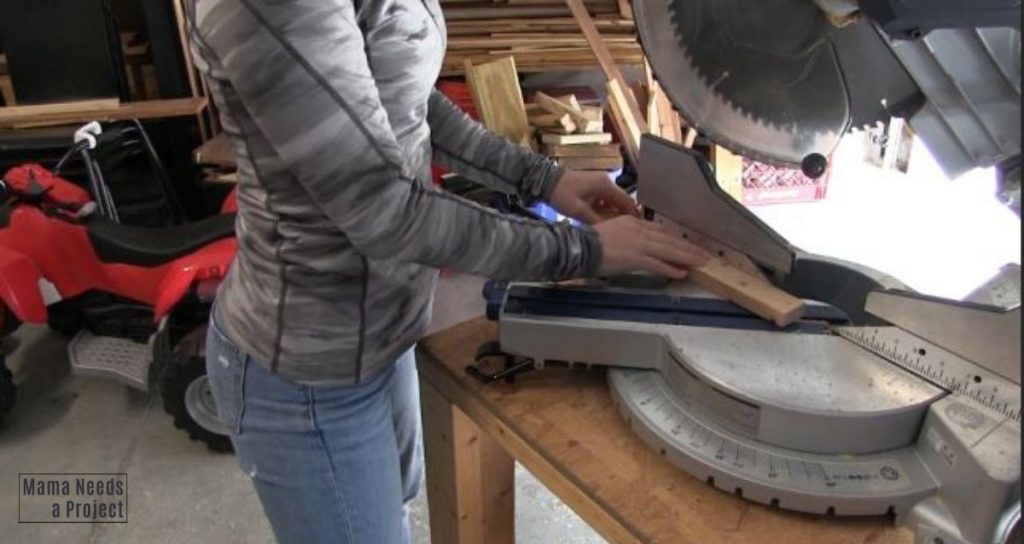 cutting 1x2 at 45 degree angle with a miter saw