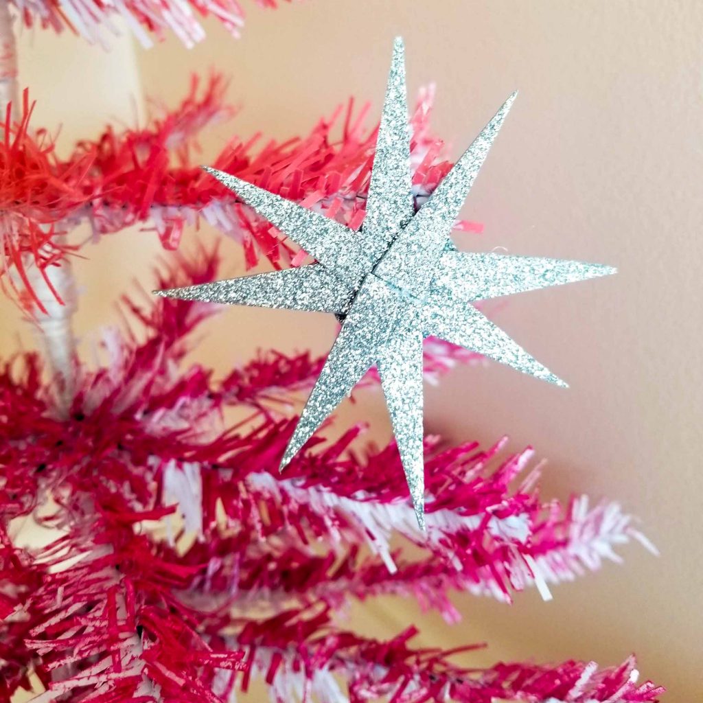 diy starburst ornament on pink ombre diy mini Christmas tree
