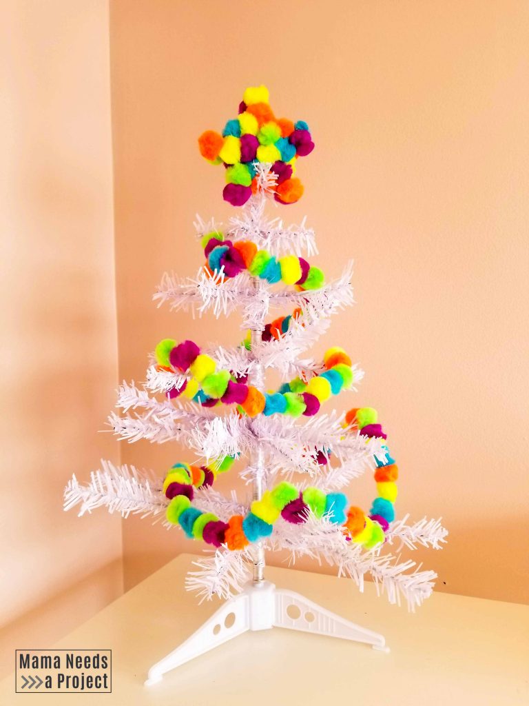 rainbow pom pom mini christmas tree