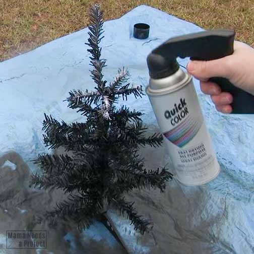 spray paint mini christmas tree black