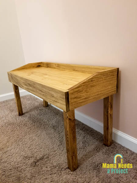 side view of diy small modern bench