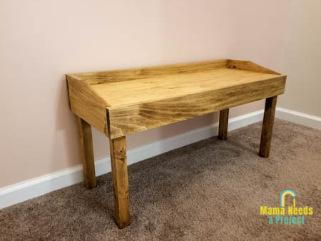 small modern bench woodworking plans, completed bench