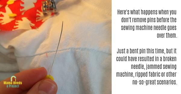 bent needle from sewing machine