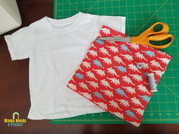 sewing supplies to make basic applique toddler shirt