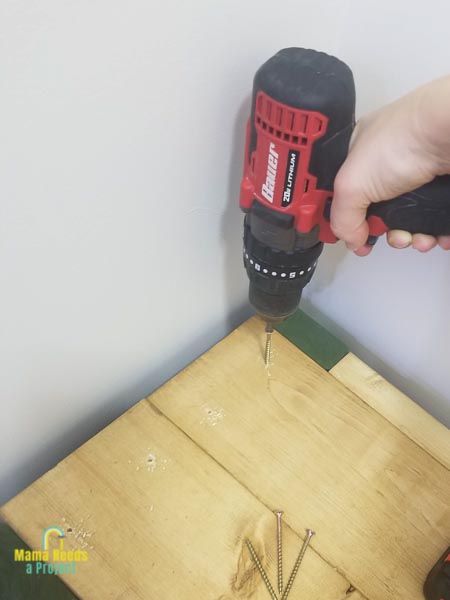 pre-drill holes for top of basic storage shelf plans