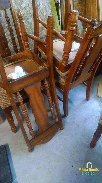 thrifted dining room chairs before dining room chair makeover