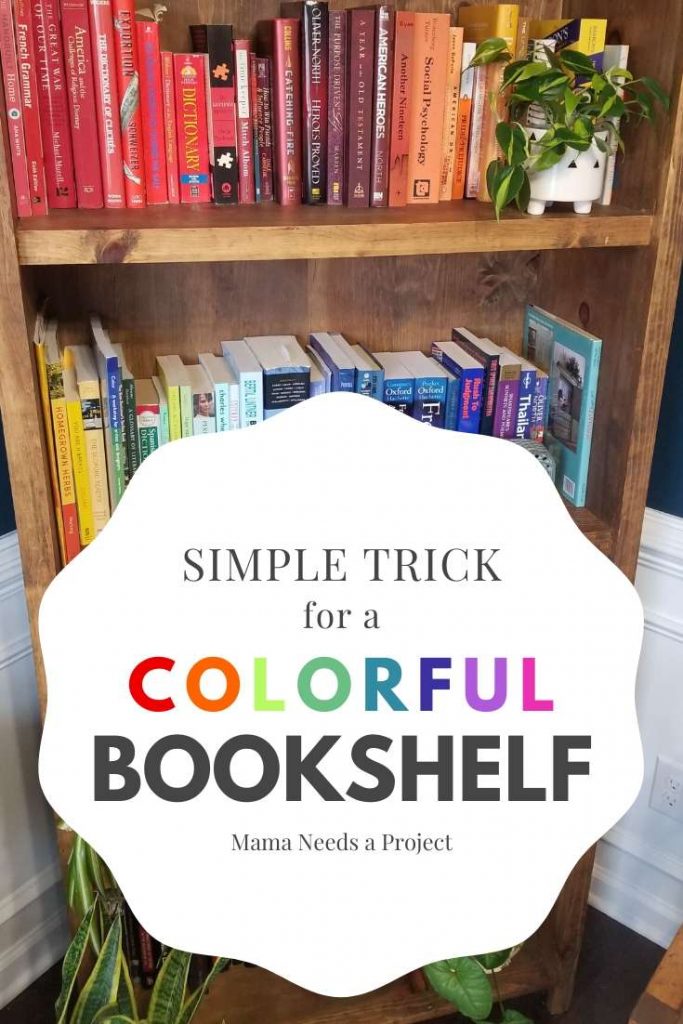 simple trick for a colorful bookshelf