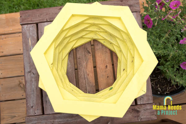 view of stacked hexagon wood flower pot from top