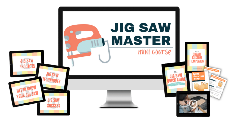 jig saw master mini course graphic with images of computer screens and tablets with course information