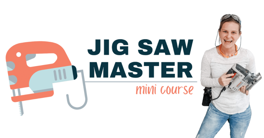 jig saw master mini course text, jig saw cartoon, picture of Emilee holding jig saw