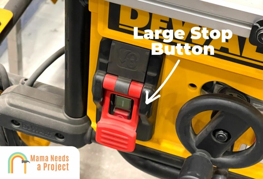 stop button on DeWalt Table saw