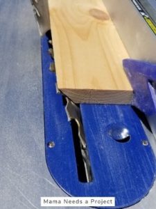 cutting pine on table saw at an angle