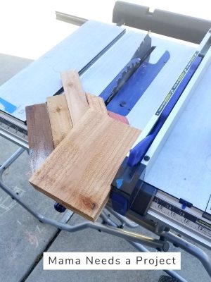 Trim down pieces on table saw